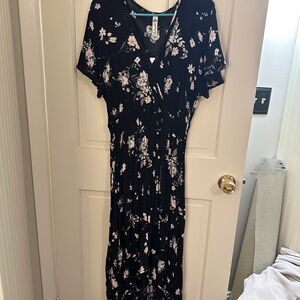 American Rag Black and Pink Floral Maxi Dress